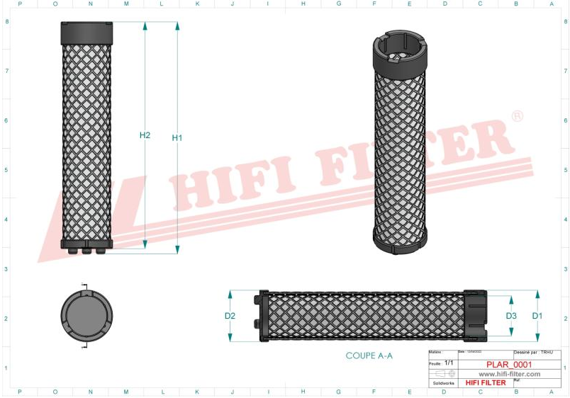 Air filter SA 16059 HIFI FILTER for KUBOTA,YANMAR,AEBI,AICHI